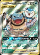 PSA 8 NM-MT 2019 Pokemon Sun & Moon: Cosmic Eclipse #215 Blastoise & Piplup GX